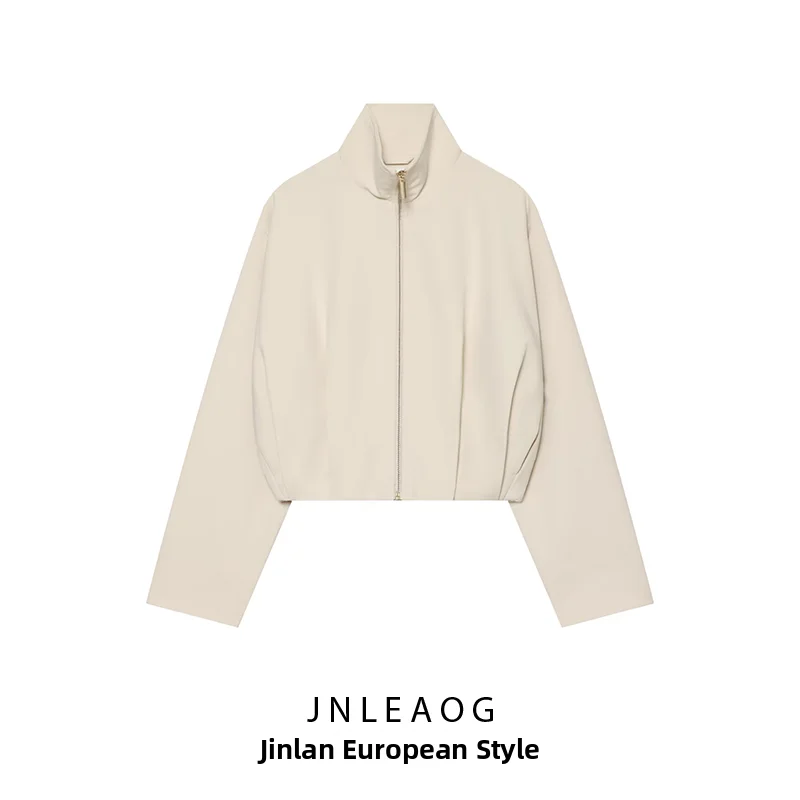 Fashionable Pilot Jacket Coat Stand Collar Women's Outerwear Autumn New Style JNLEAOG Polyester Standard Fit Zipper Closure