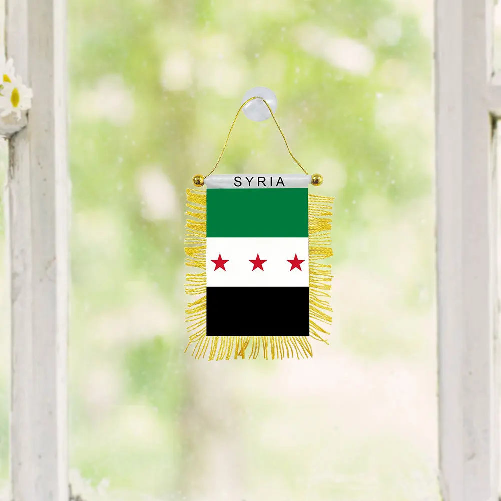 Syria Mini Pennant Double Sided Banner with Suction Cup Elegant Design for Car Decoration and Events