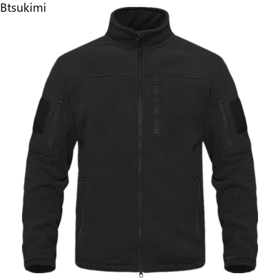 New Autumn Winter Men's Full Zip Up Fleece Jackets Warm Casual Sport Coats Zipper Pocket Men Outdoor Hiking Training Sweatshirts