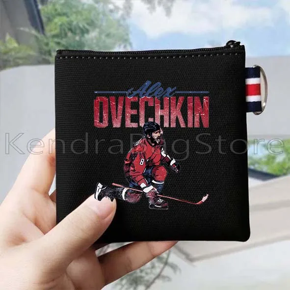 أليكس أوفيتشكين الهوكي سبورتر عاشق مروحة هدية قماش محفظة نسائية للعملات المعدنية حقيبة مربعة صغيرة مفتاح تخزين بطاقة أكياس الكرتون محفظة سستة الحقيبة