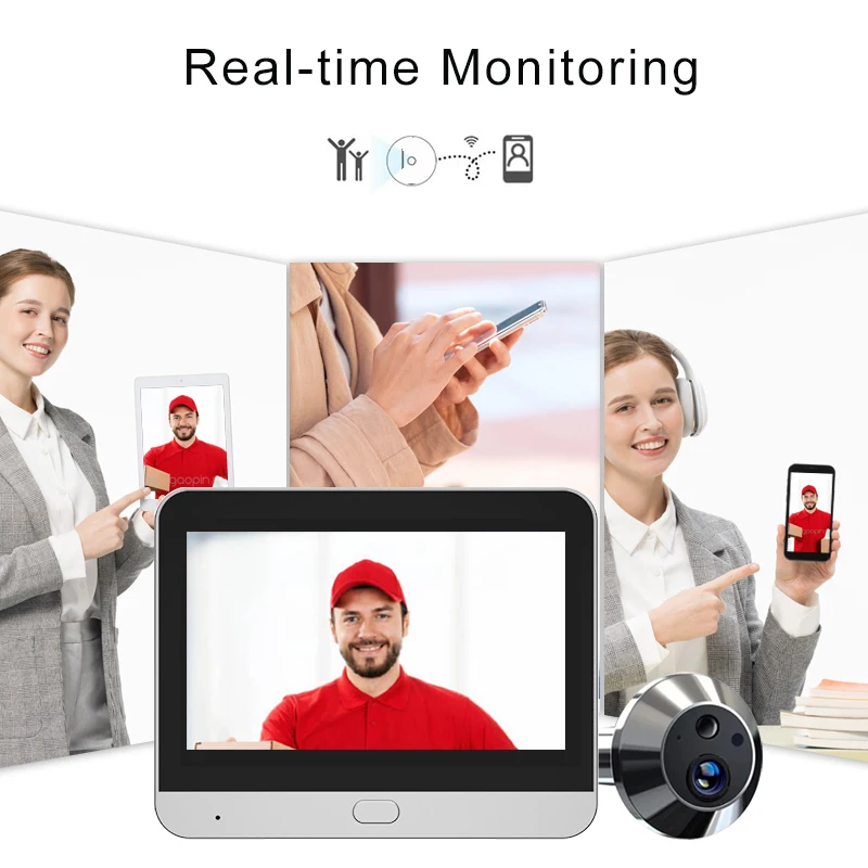 Tuya Smart 2K جرس باب يتضمن شاشة عرض فيديو 3MP ثقب الباب عارض كاميرا الباب الرقمية 140 ° زاوية واسعة صغيرة واي فاي PIR كشف HD جرس الباب عين القط #5