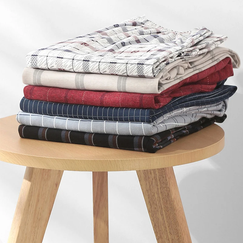 Pantalones para dormir de primavera y otoño para hombre, pantalones largos finos para dormir al aire libre, pantalones holgados y transpirables a cuadros de ocio para hombre, ropa de dormir