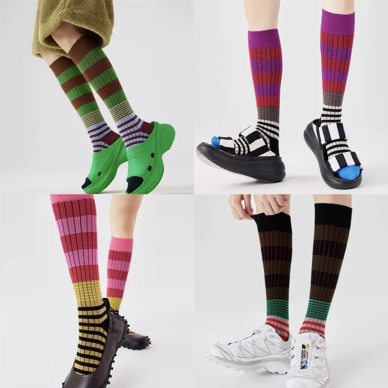 

Women's Socks Japanese Striped Retro Harajuku Fashionable Versatile Casual Comfortable Verstaile Sports Cotton Socks For Girl