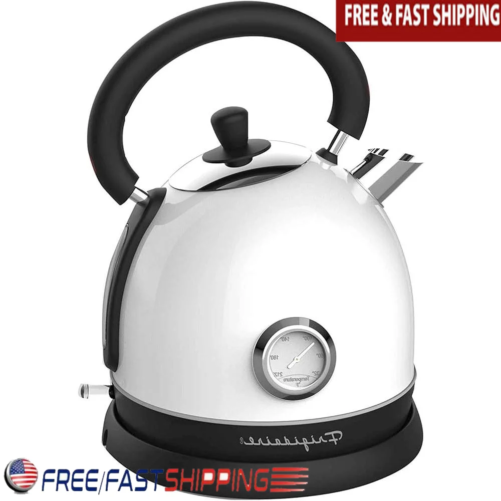 

Retro Electric Hot Water Kettle Speed Boil Technology Food Grade Stainless Steel BPA Free Cool Touch Handle 1.8L Whistle