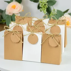 5pcs Cookie Candy Gift Packaging Boxes Bags with Kraft Paper Tag Blank DIY Wedding Favor Baby Shower Birthday Party Decoration