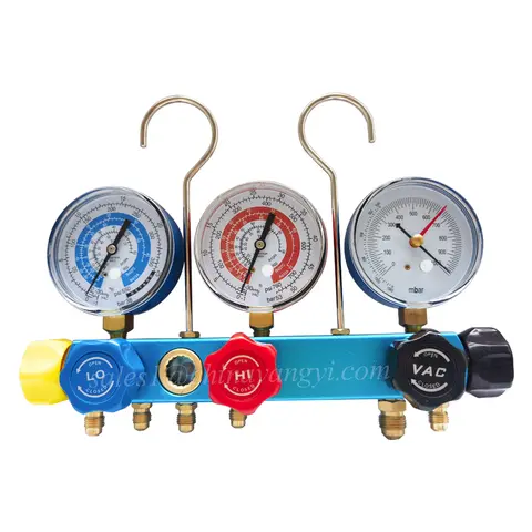 5 밸브 매니폴드 게이지 80mm R410A R134A R22 R407C 냉매 압력 게이지 진공 게이지 미터 에어컨 서비스 도구