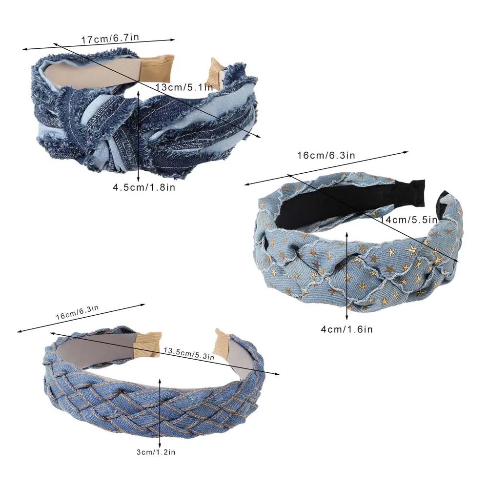Denim stoffen cowboyhoofdband Koreaanse stijl hoofdtooi Denim geknoopte hoofdband Hoofddeksels Haaraccessoires Cowboy haarhoepel Dagelijks