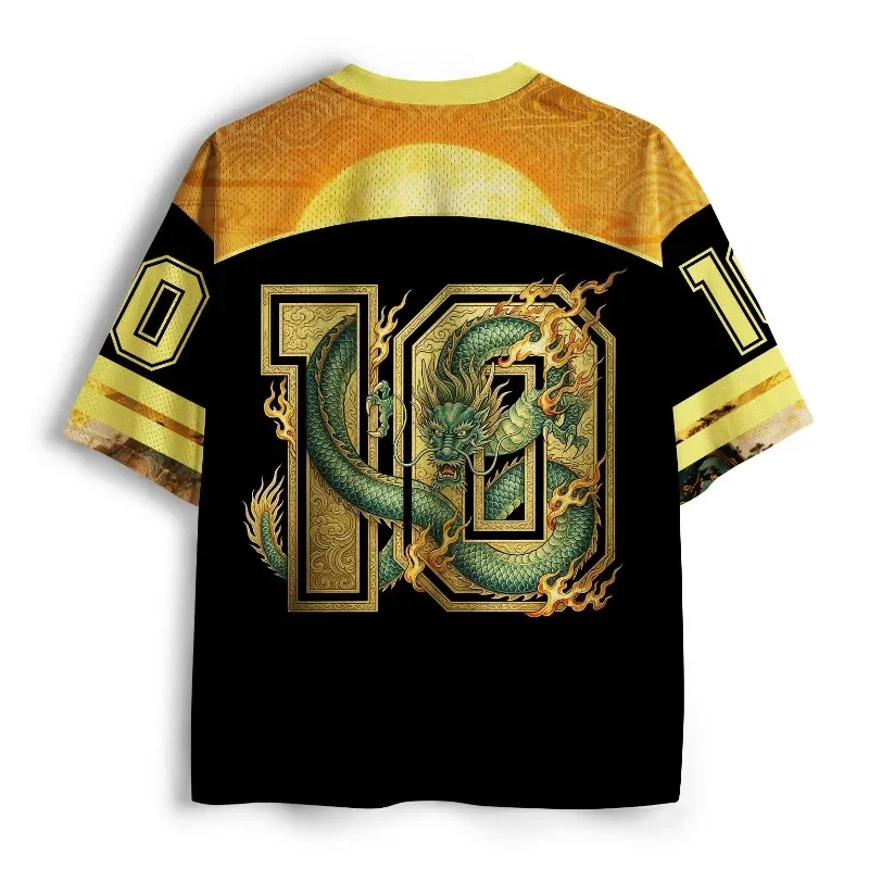 Stunning Mythic Golden Dragon  Print Unisex Streetwear Tee Urban Retro Hip‑Hop Short Sleeve Top For Daily Party Weekend Hangouts