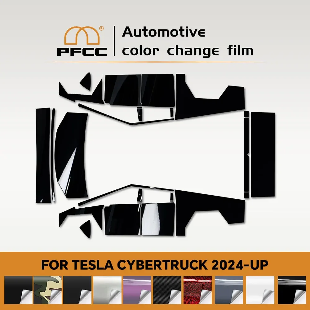 PFCC For Tesla Cybertruck 2024 PVC Car Color Changing Film Decal Anti-Scratch Vinyl Film Auto Body Color Change Car Accessories