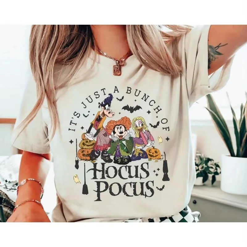 

Halloween Mickey Mouse Cartoon Print T-shirt 2025 Disney New Women's Plus Size Holiday Gift Loose Casual Short-sleeved Top