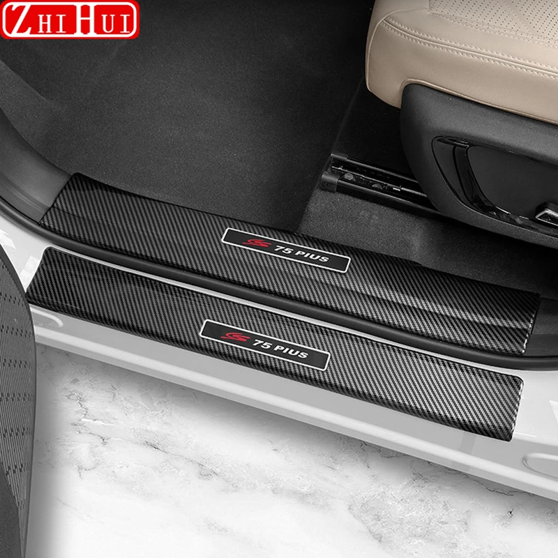 For Changan CS75plus 4th Gen CS75 Plus IV 2025 2026 Car Carbon Fiber Pattern Door Sill Protector Welcome Pedal Auto Accessories