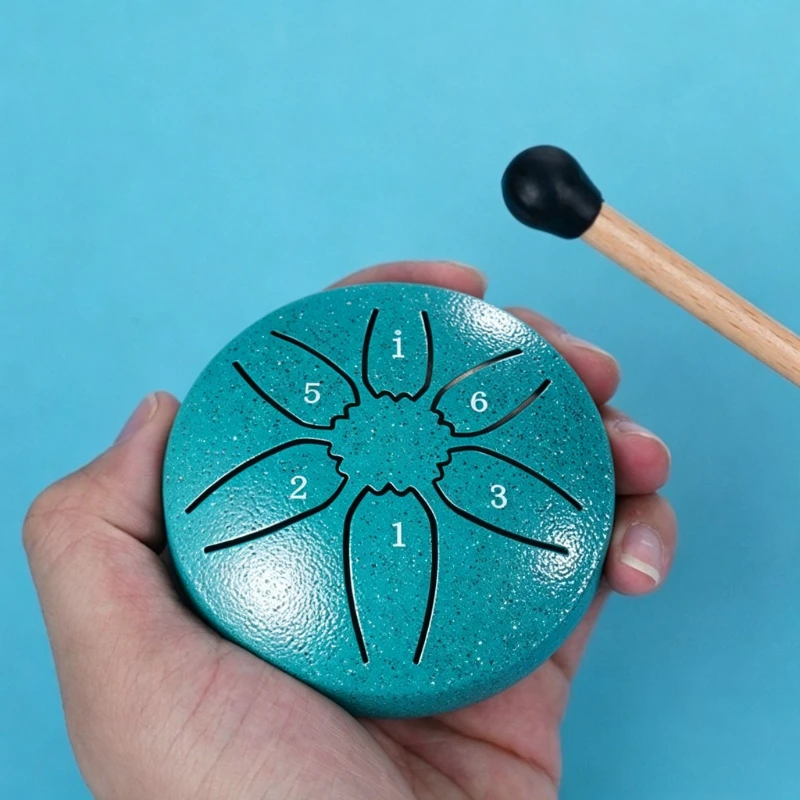 Steel Tongue Drum Portable Rain Drum Hand Pan Drum Percussion Musical Instrument 3 Inch 6 Notes For Yoga Meditation Musical gift