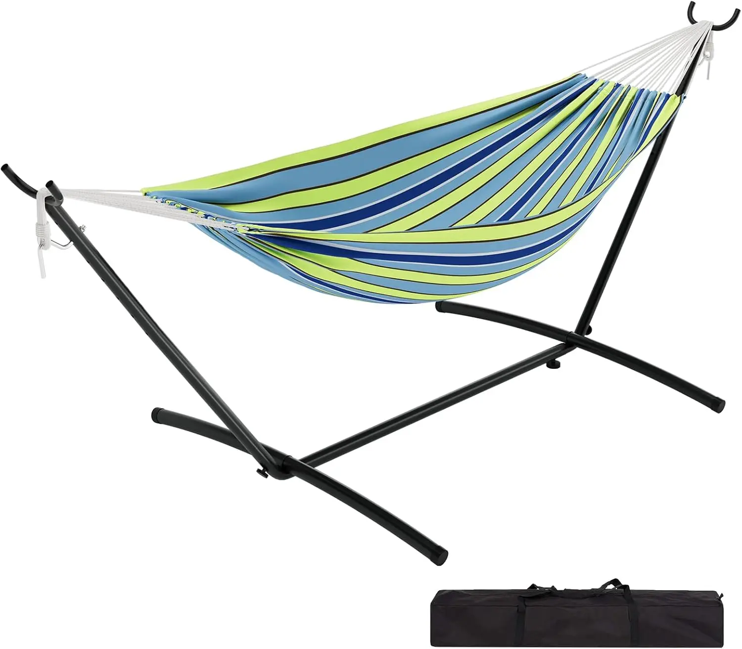 Hamac avec support, pour une personne, capacité de charge de 200 kg, XXL, adapté à l'intérieur et à l'extérieur, jardin, terrasse, balcon et piscine, incl. Avec sac
