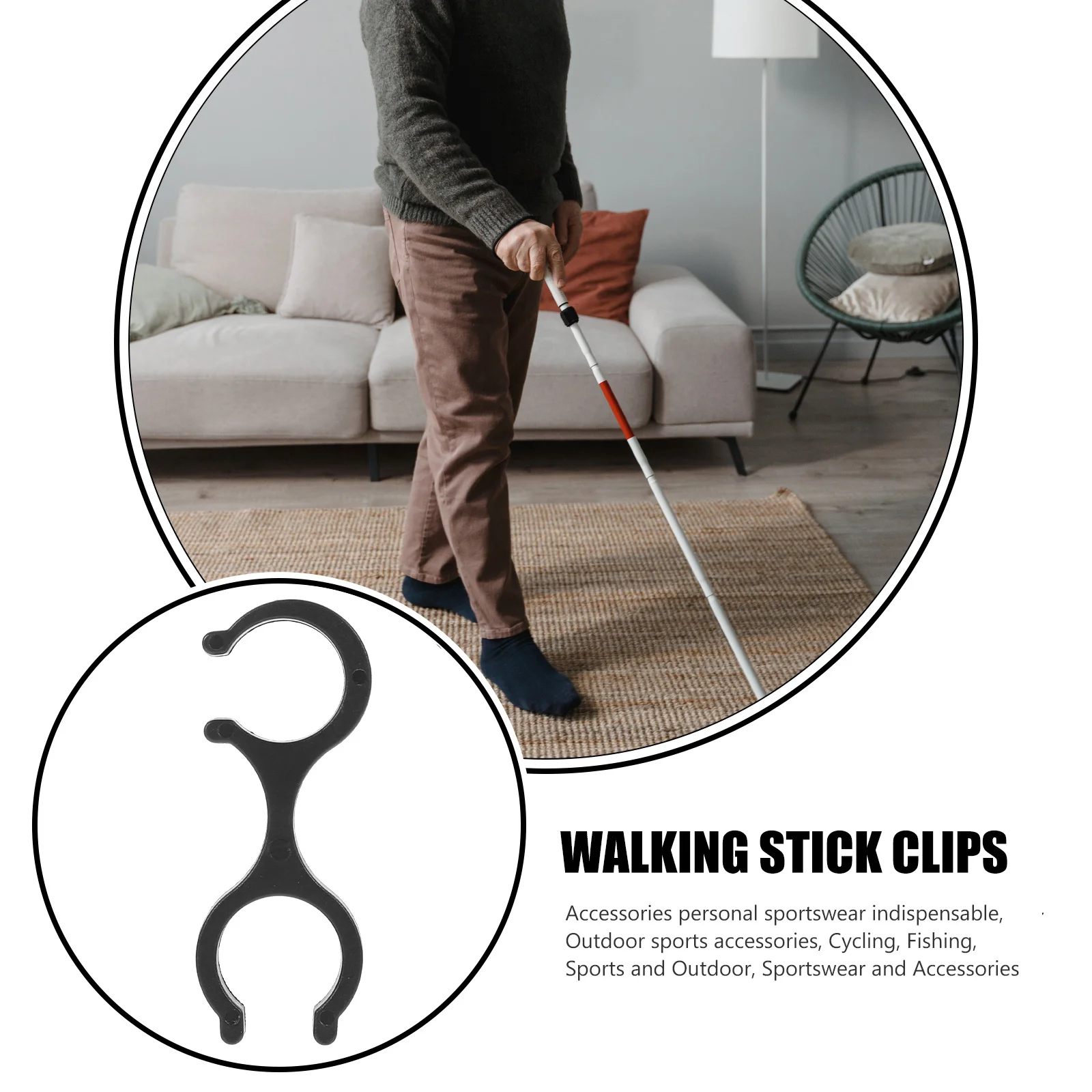 8 قطعة ملحقات عمود تسلق الجبال مقاطع بلاستيكية سوداء على شكل حرف S لتنظيم عصي المشي تخزين معدات الرياضة في الهواء الطلق #5