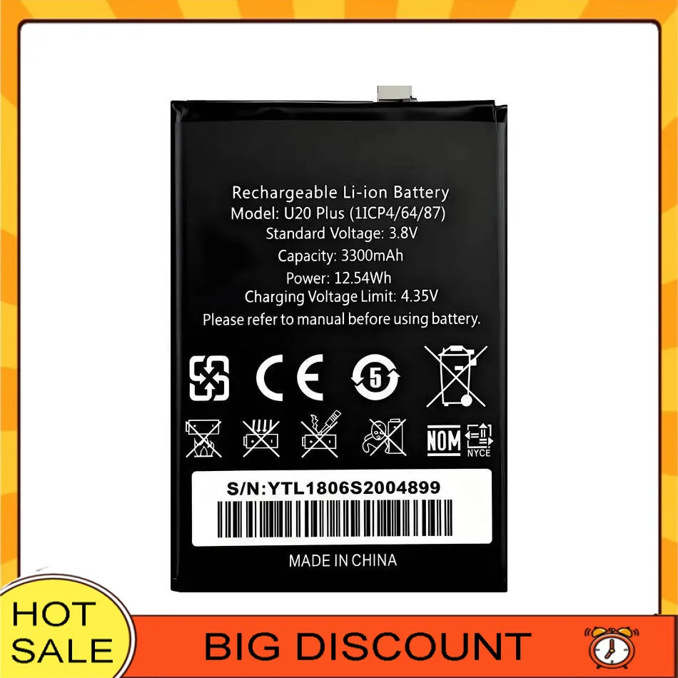 

For Oukitel U20 Plus 3300Mah Durable Mobile Phone Battery