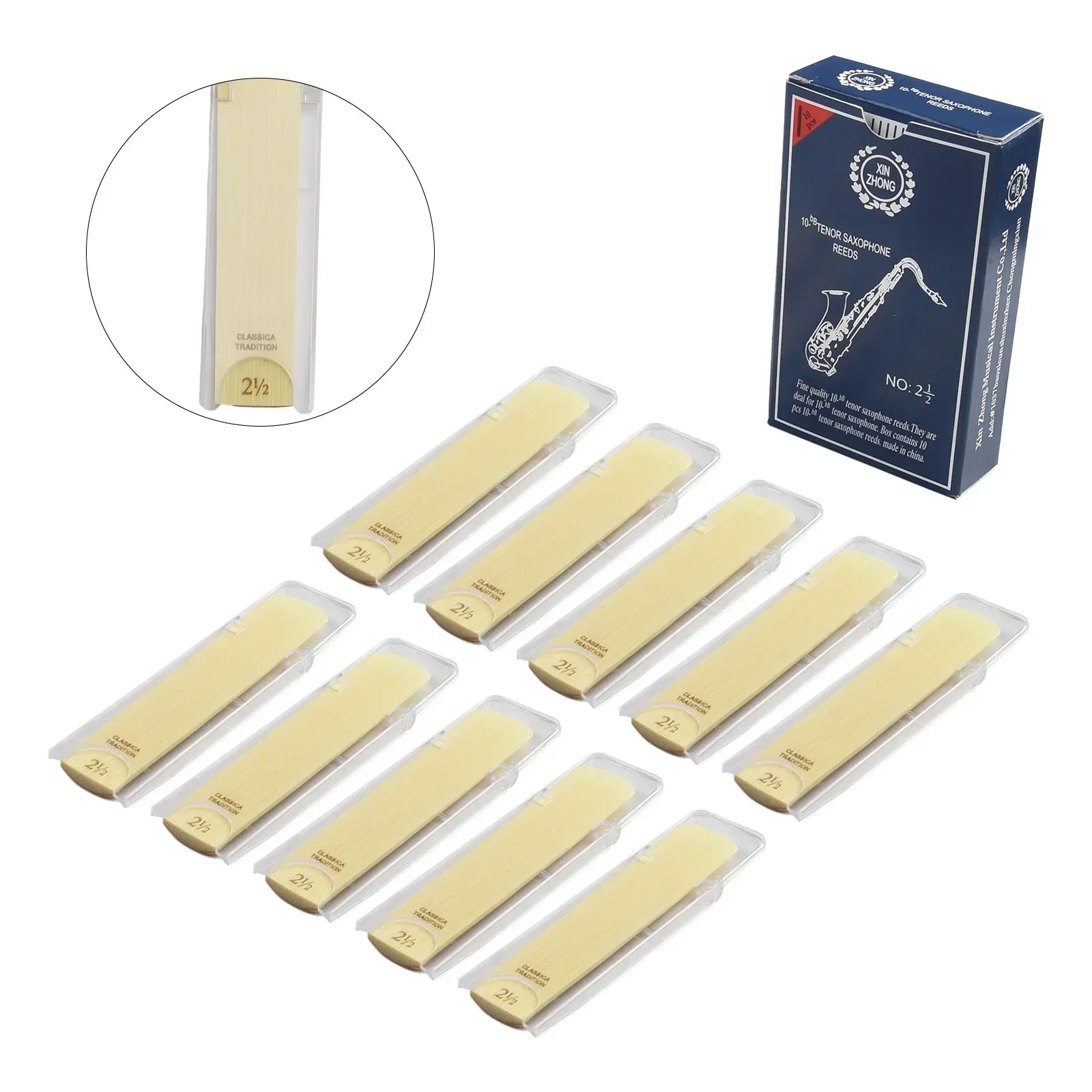 10pcs Bb Tenor Saxophone Reeds Strength 2.0 2.5 3.0 Sax Reed Parts Musical Instrument Accessories High Quality Durable Solid