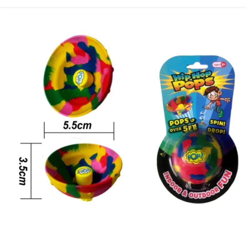 Children Toys Camouflage Bounce Rubber Popping Bowls Novelty Elastic Hip Hop Jumps Fidget Toys Outdoor Fun Sports Gifts for Kid