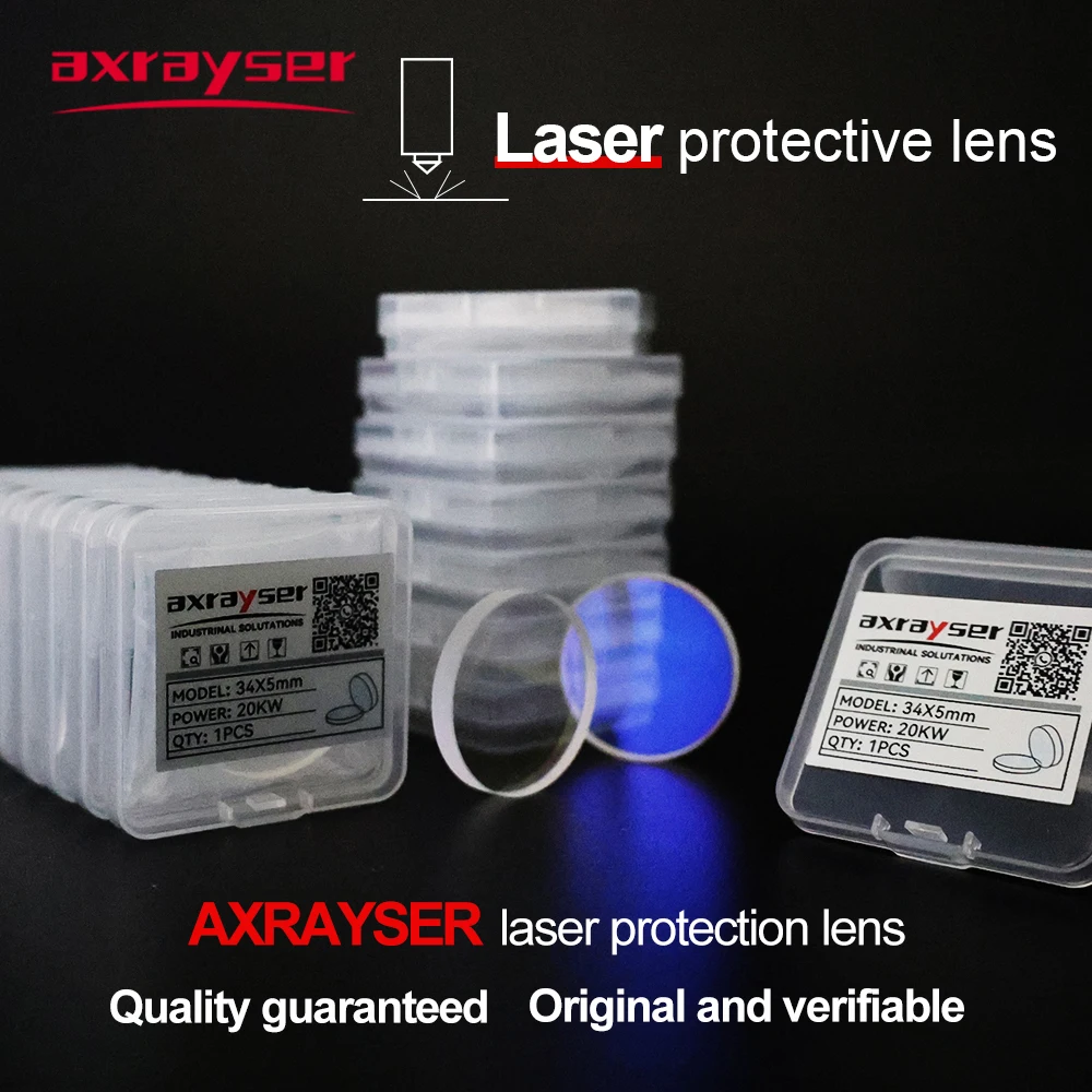 

Защитные линзы для волоконных лазеров Axrayser 30x5, 34x5 из плавленого кварца, оптическое защитное стекло для лазерных головок Raytools, BOCHU, Bodor