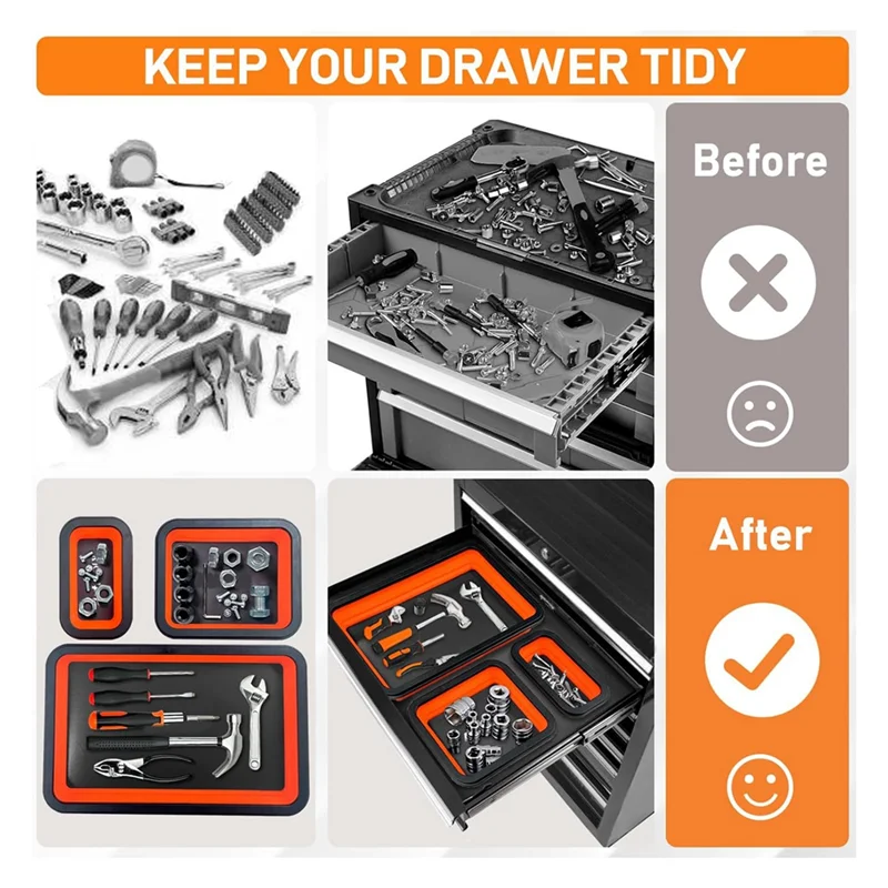 

【Superdeals】Magnetic Parts Tray Set, 3 Different Size Foldable Silicone Magnetic Tool Trays For Bolts, Screws, Nuts , Mechanic T