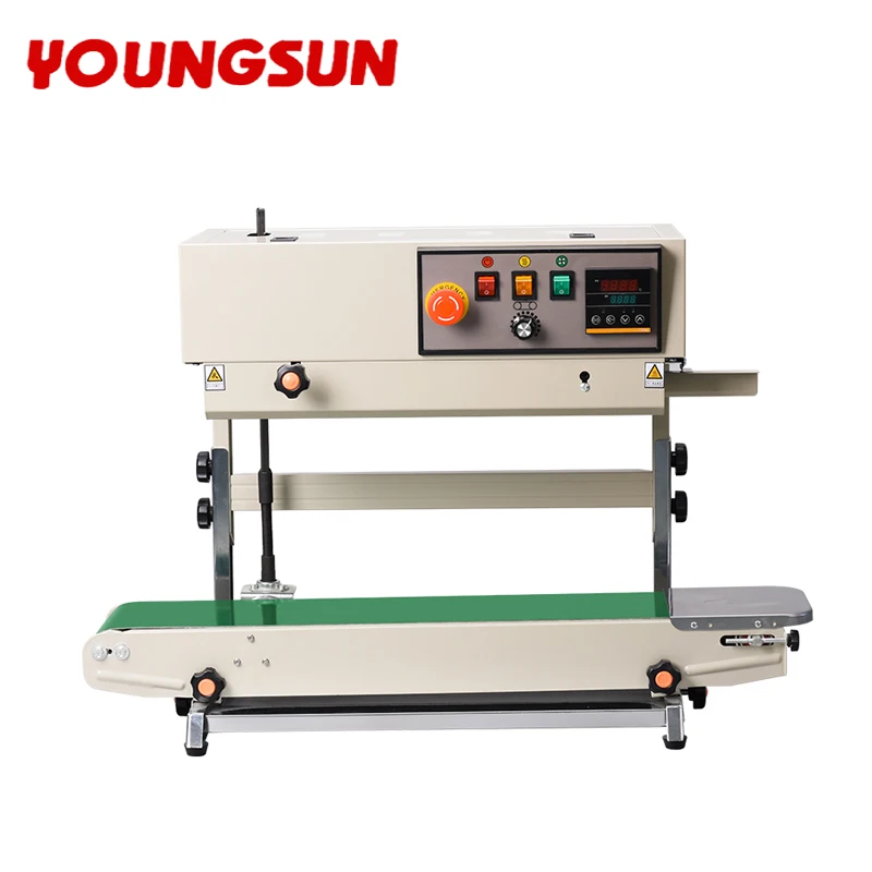 Continuous Band Plastic Bag Sealer Heat Sealing Machine Vertical Plastic Film Bag Sealer