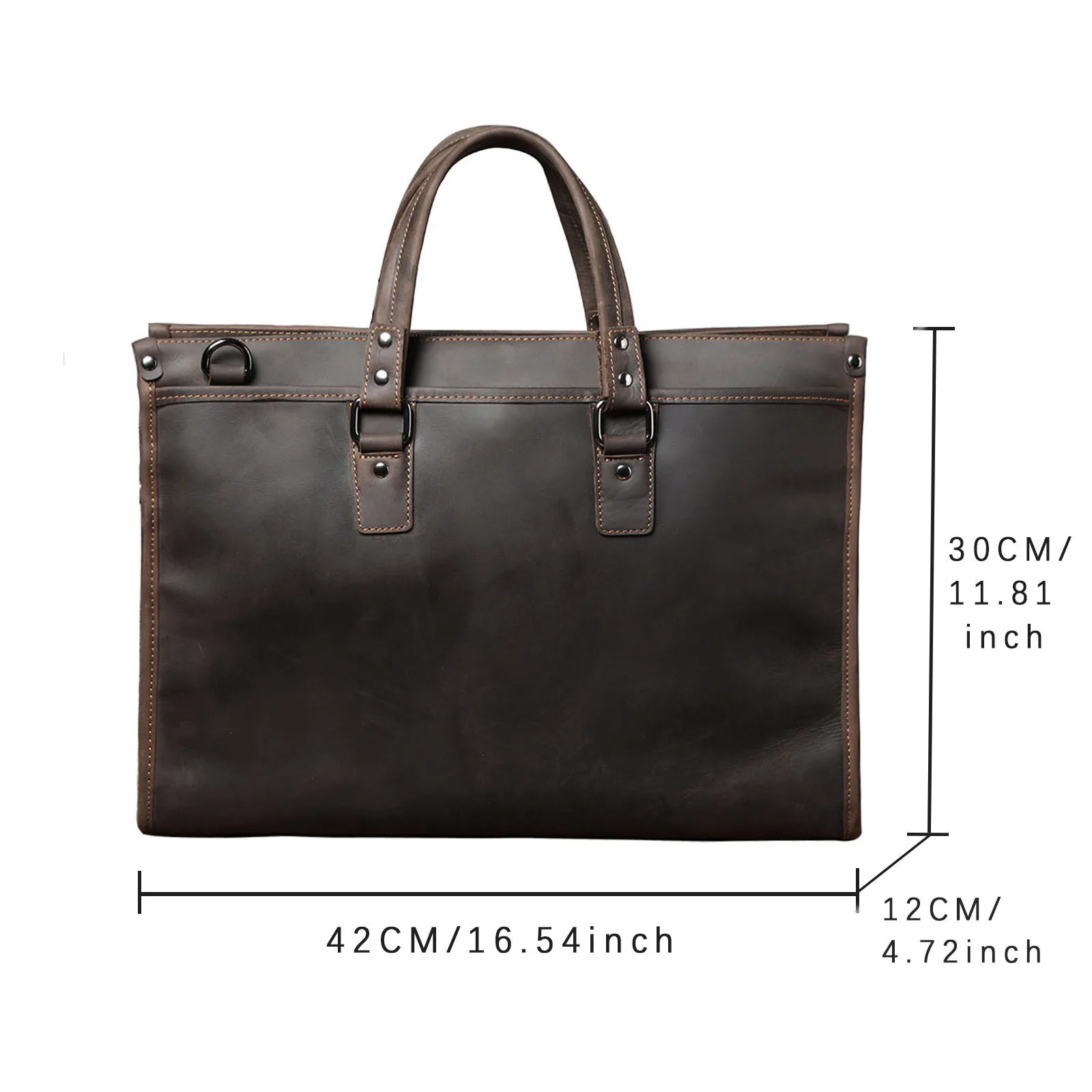 S.WORKER Vintage Echtleder Herren-Aktentasche 15“ Laptop-Handtasche Schultertaschen Retro Casual Stil – Detail 3
