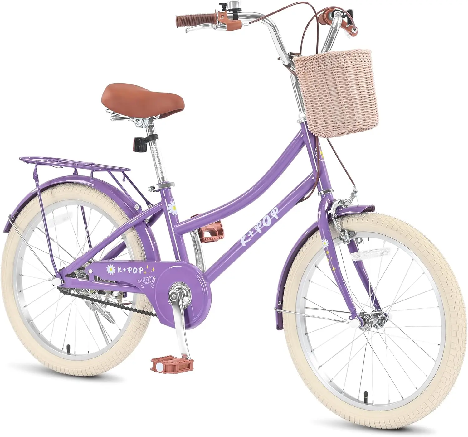 Bicicleta para niñas con cesta, bicicleta para niños y niñas de 7 a 13 años, bicicletas para niños de 20 pulgadas con soporte, Co múltiple