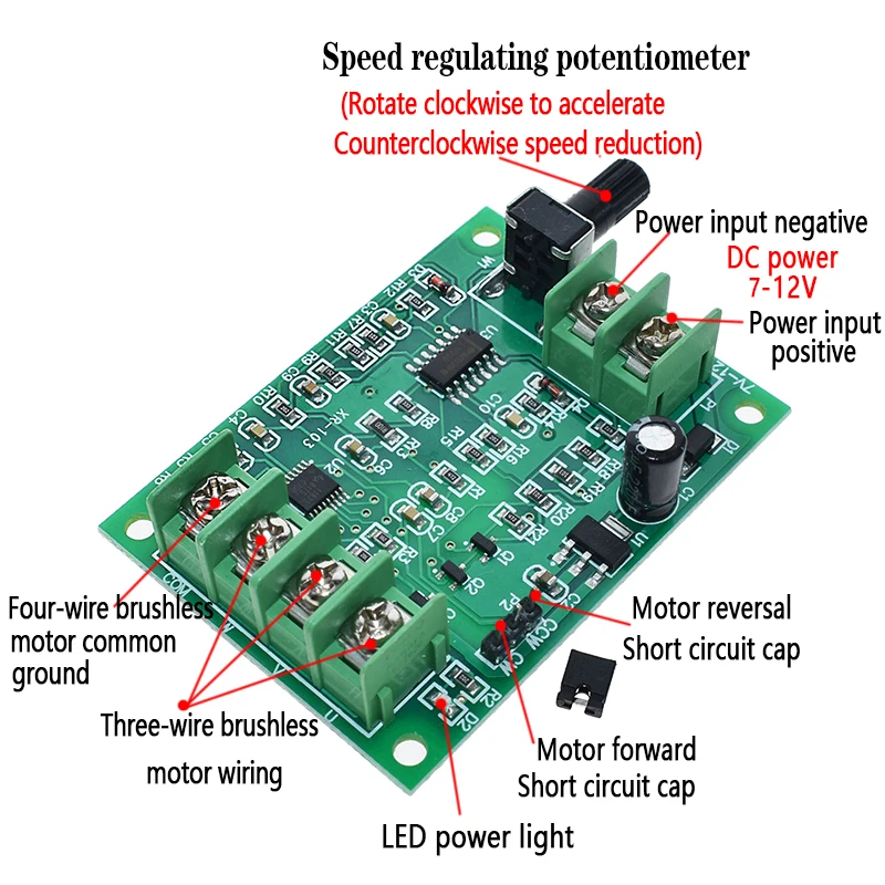 5V 12V Brushless DC Motor Driver Controller Board with Reverse Voltage Over Current Protection for Hard Drive Motor 3/4 Wire XCW
