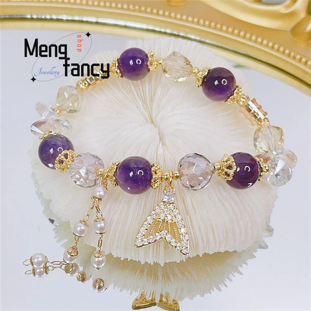 New Fishtail Citrine Amethyst Sunstone Beaded Hand Bracelet Exquisite Elegant High-grade Sexy Young Girls Luxury Quality Jewelry