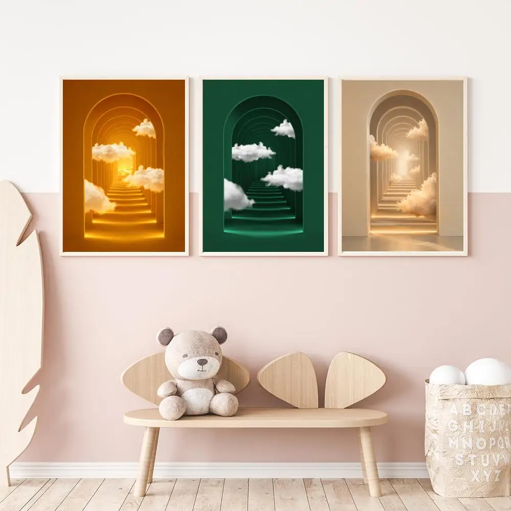 Endless Stairs Poster Versatile HD Waterproof Wall Art Self-Adhesive Decor for Any Space Ideal Gift