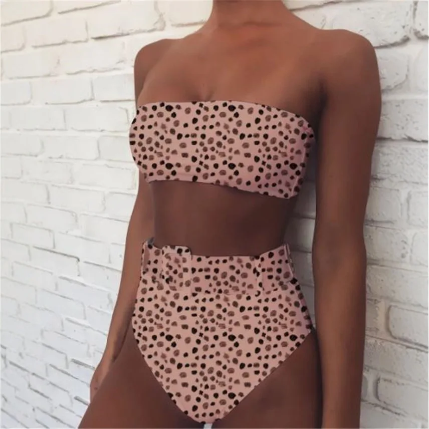 Sexy Bikini Neck Halter Swimsuit Women's Plus Size Tight Split Swimsuit Year 2 Pieces Tankini Swimsuits Women Biquinis Set Bathi