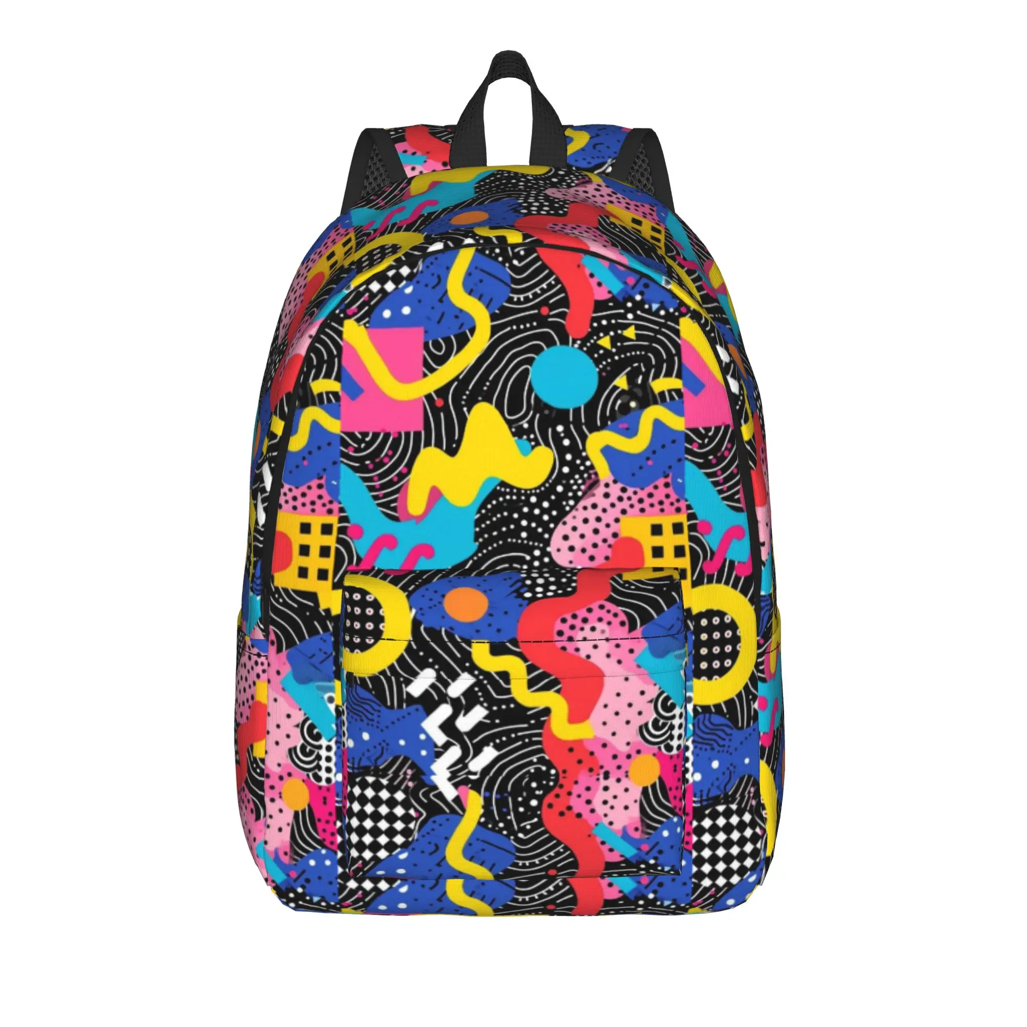 Bold Abstract Shapes Backpack  Men Polyester Trekking Backpacks Pattern Pretty School Bags Rucksack