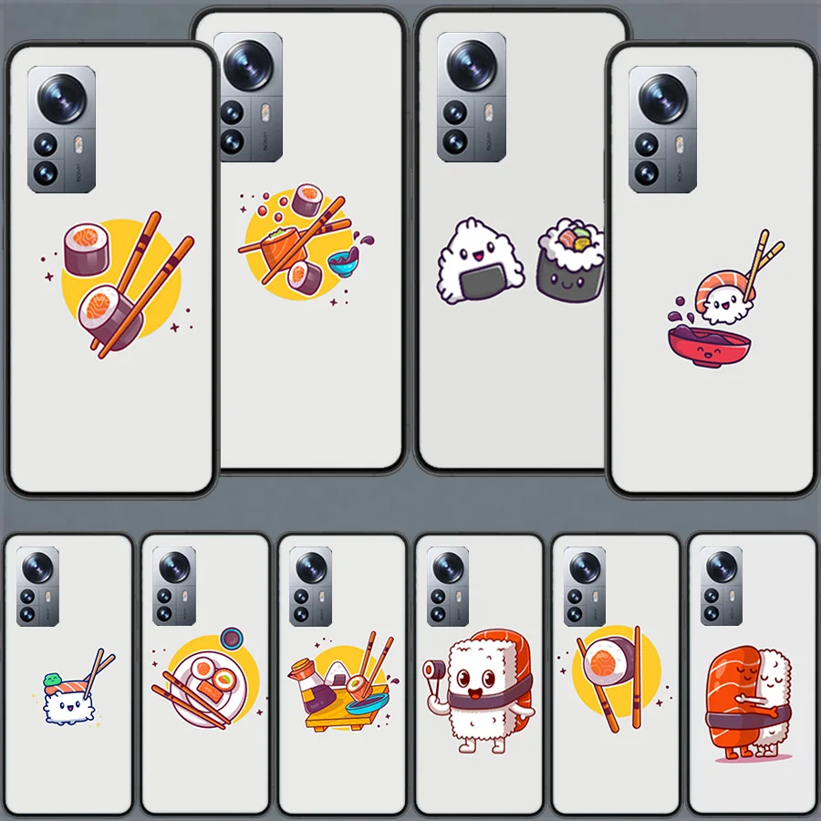 Cute Cartoon Sushi Clear Phone Case For Xiaomi Poco X6 X5 Pro 5G X4 F4 GT X3 F6 M5 M5S M4 M3 F5 F3 F2 F1 Mi Note 10 Lite Cover