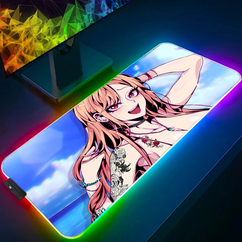 LED Mouse Pad Kawaii Gaming Accessories Notbook Computer Speed Mini PC Gamer Keyboard Pad Anime Sexy Girl Desk Mat RGB Mousepad