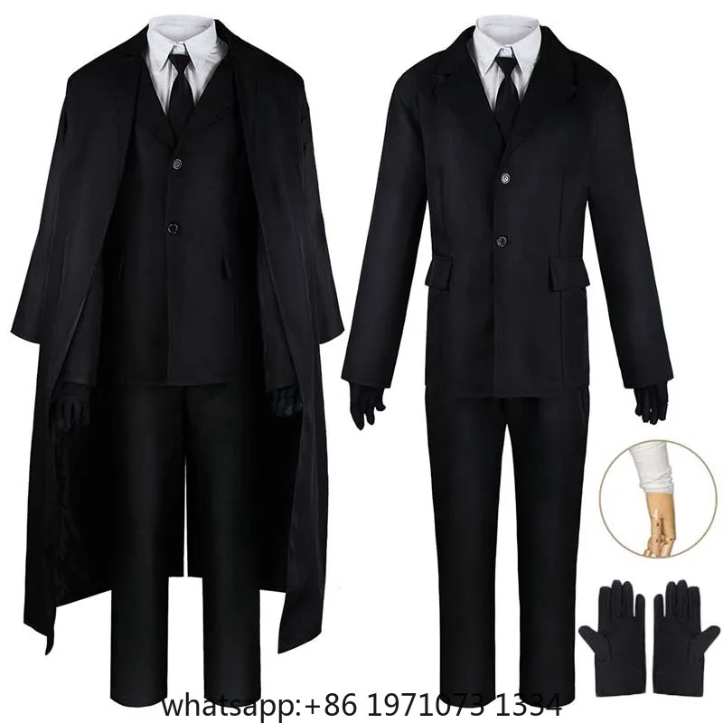 Homchee Trends COS Dazai Cosplay Costume Black Trench Jacket Dazai Outfits Uniform Halloween Kostum For Anime Comic Con