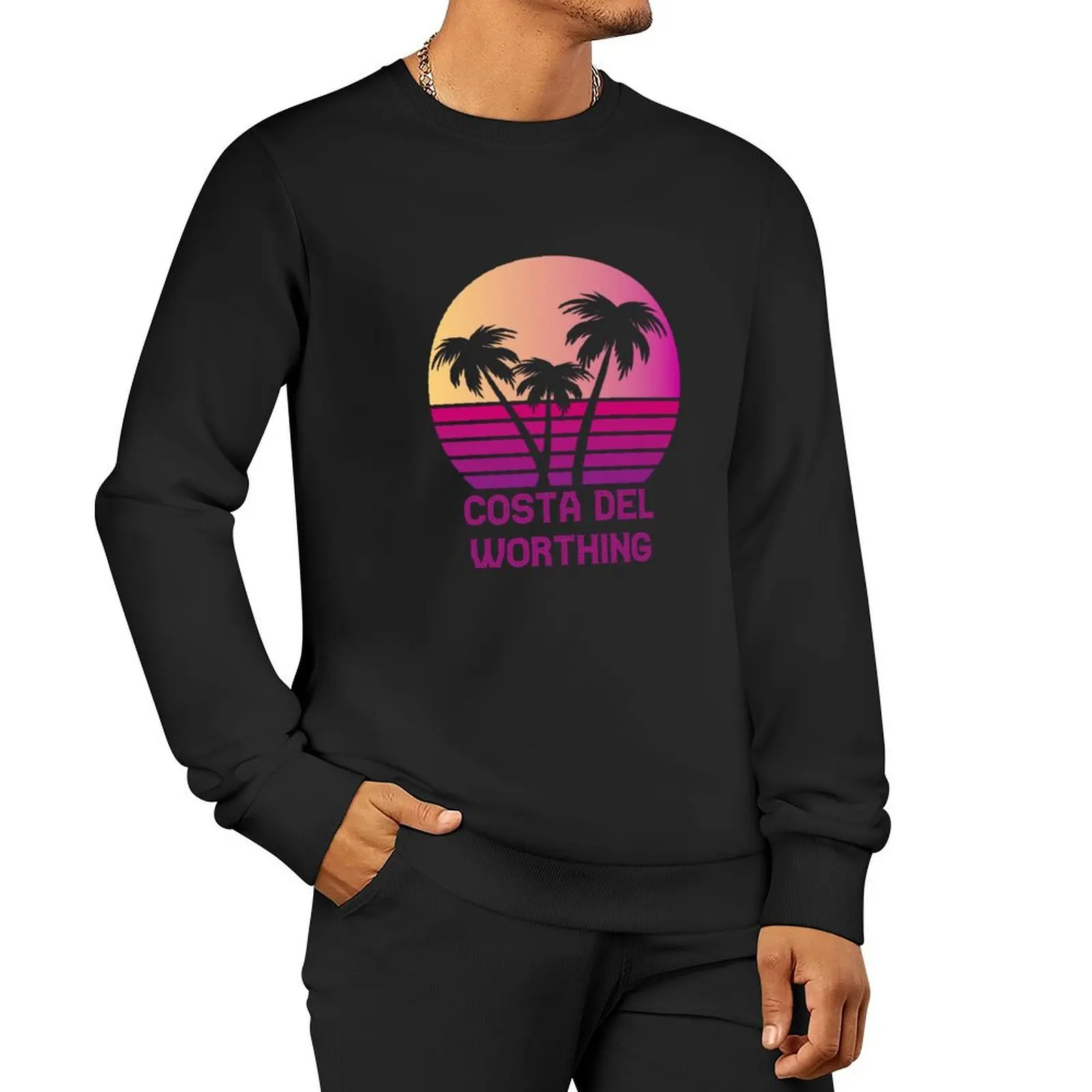 

COSTA DEL WORTHING Funny West Sussex Design Pullover Hoodie mens clothes blouse men wear sweatshirts