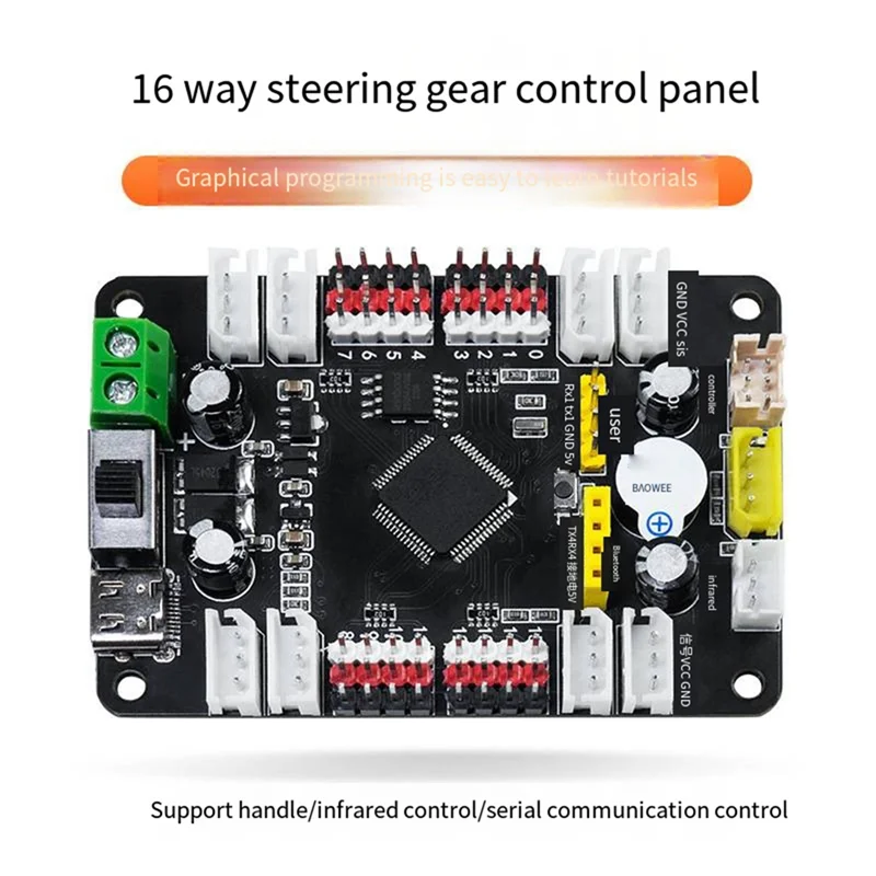 Módulo de controle de engrenagem de direção de 16 canais PWM controlador de engrenagem de direção robô braço mecânico driver programação placa DIY durável