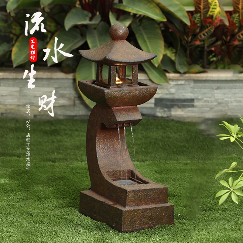 

Flowing water ornament Floor-to-ceiling fountain villa courtyard Outdoor garden Lighthouse Circulating water system landscape