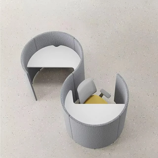 High Wall Private Office Workstations Modular Partition Acoustic Curve Modern Fabric Office Settings Acoustic Privacy Single