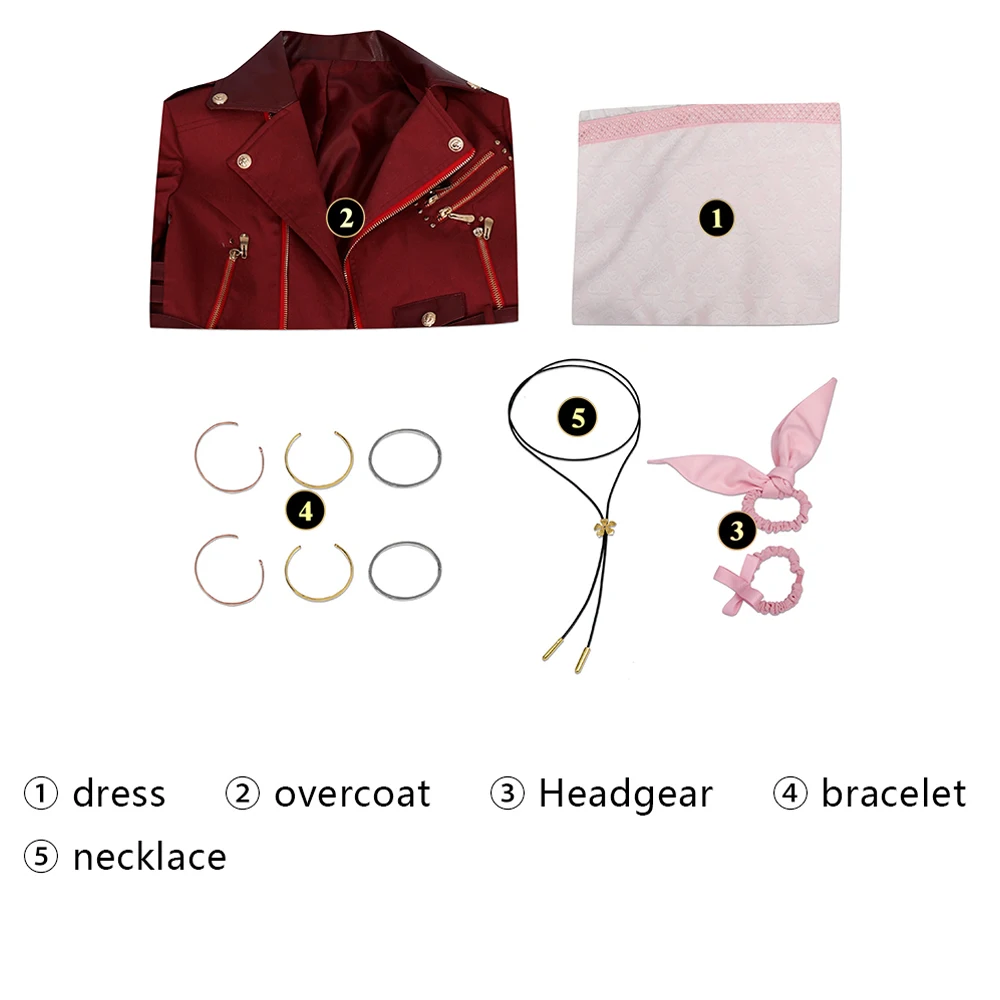 Spiel ff7 Erwachsenen Aerith Gainsborough Kostüm Cosplay letzte Fantasie Remake Halloween Outfit Phantasie Frauen rote Jacke rosa Kleid