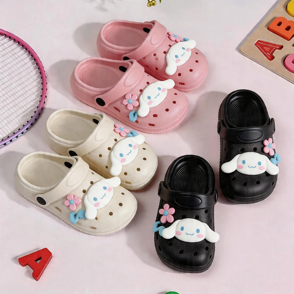 

New Summer Sanrio Cute Cinnamoroll Flower Children Slippers For Girls Pink/White/ Sandals Lightweight Garden Shoes