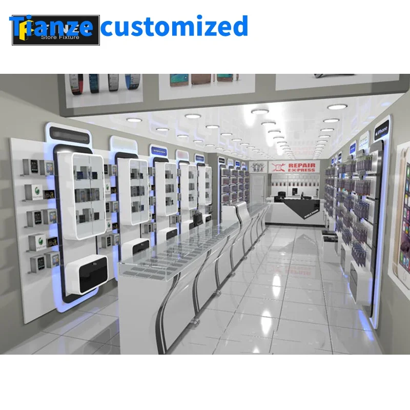 （customized）Best Price Factory Directly Mobile Shop Interior Furniture Design