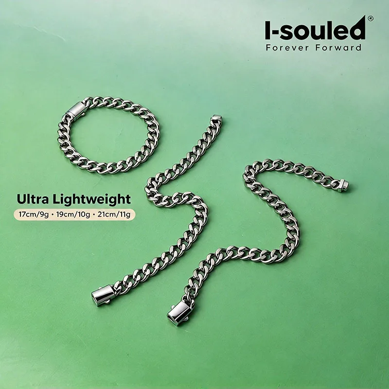 Pure Titanium 8mm Chain Bracelet, Nickel Free Hypoallergenic for Sensitive Skin, Double-Sided Polished, 17/19/21cm, 9/10/11g
