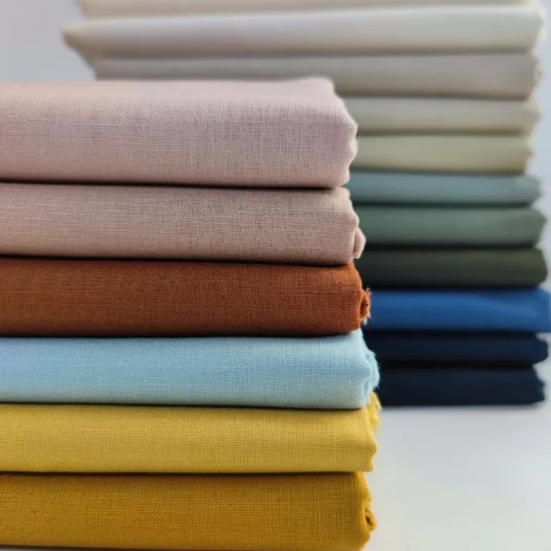 Spring and Summer Thin Linen Cotton Fabric Solid Color Breathable Shirt Short Tapered Pants Women's Long Skirt Fabric DIY Fabric