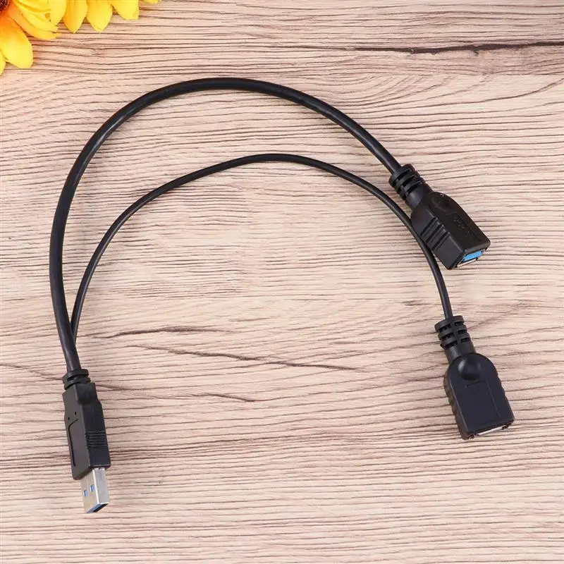 

2 In 1 Data Cable Micro USB 30 HUB Male to Female Double USB Ports Adapter Cable (Black) Micro USB cable adapter