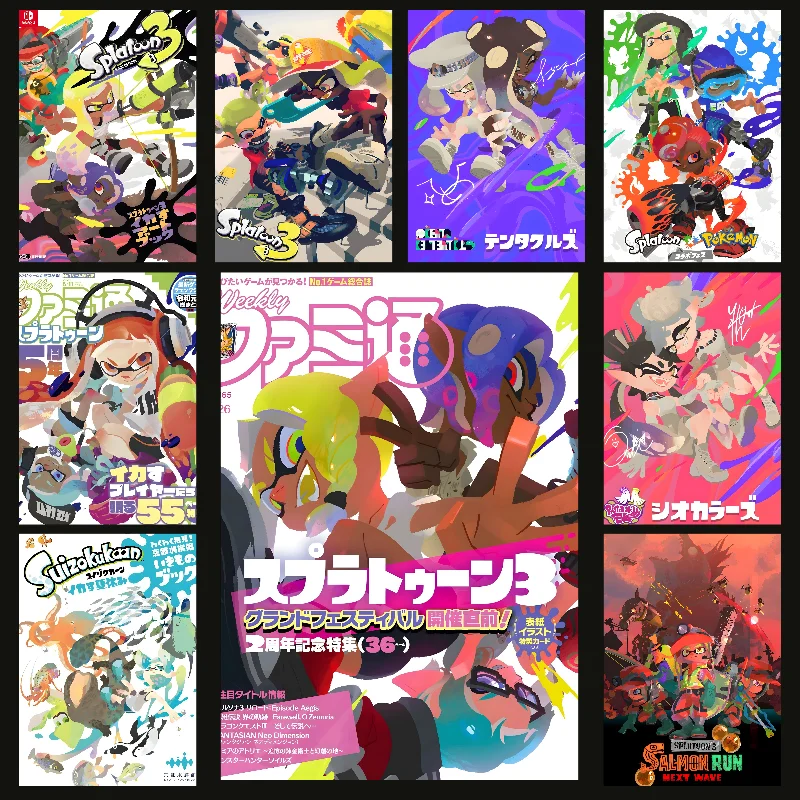 Spiel Splatoon 3-Poster, selbstklebende Kunst, wasserfester Papieraufkleber, Kaffeehaus, Bar, Zimmer, Wanddekoration