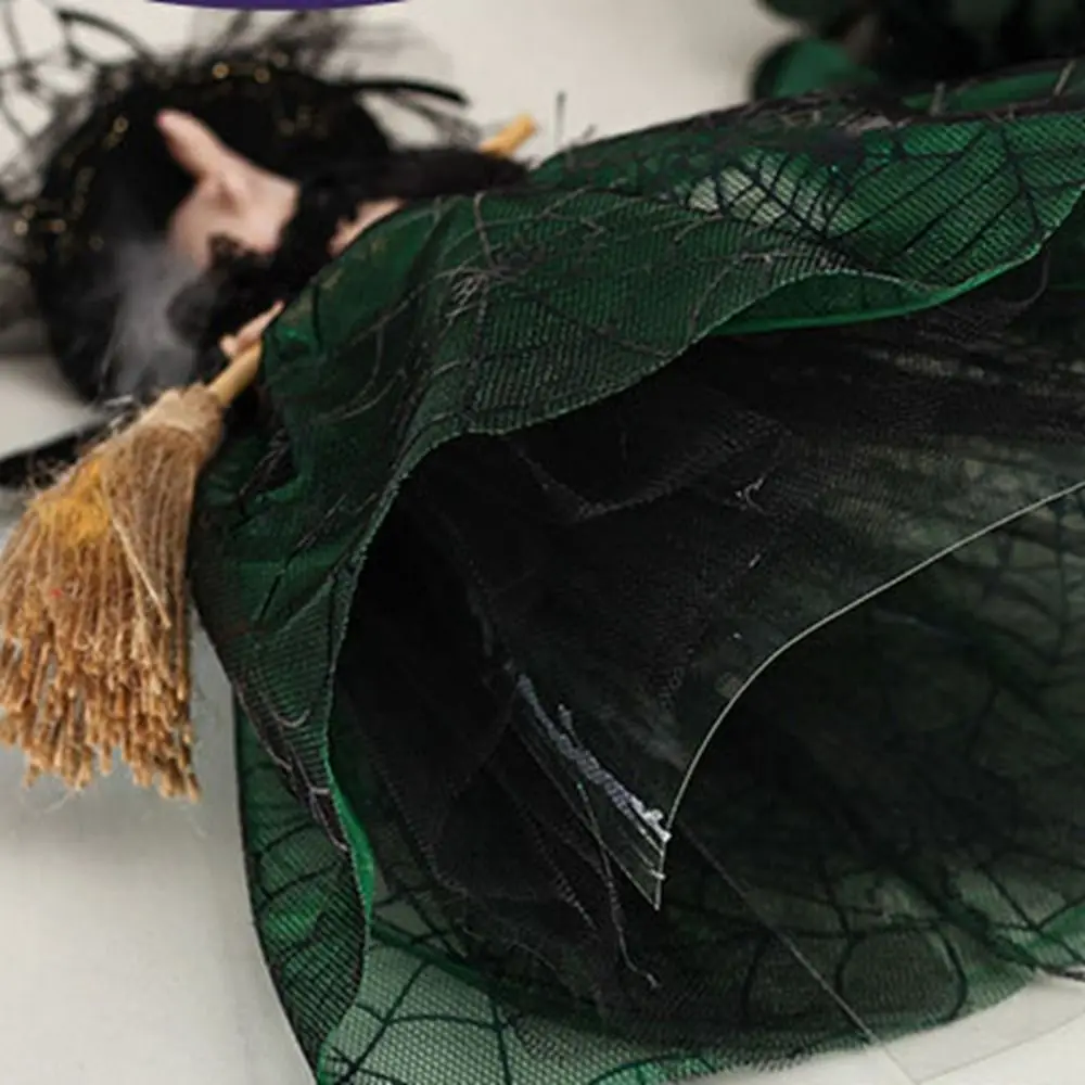 Decoration Crafts High Quality Halloween Witch Doll Witch Silk Haunted House Doll Scary Black Desktop