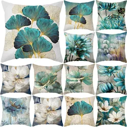 Oil painting flower ginkgo leaf print cushion cover living room sofa cushion cover home bedroom room decoration pillow cover