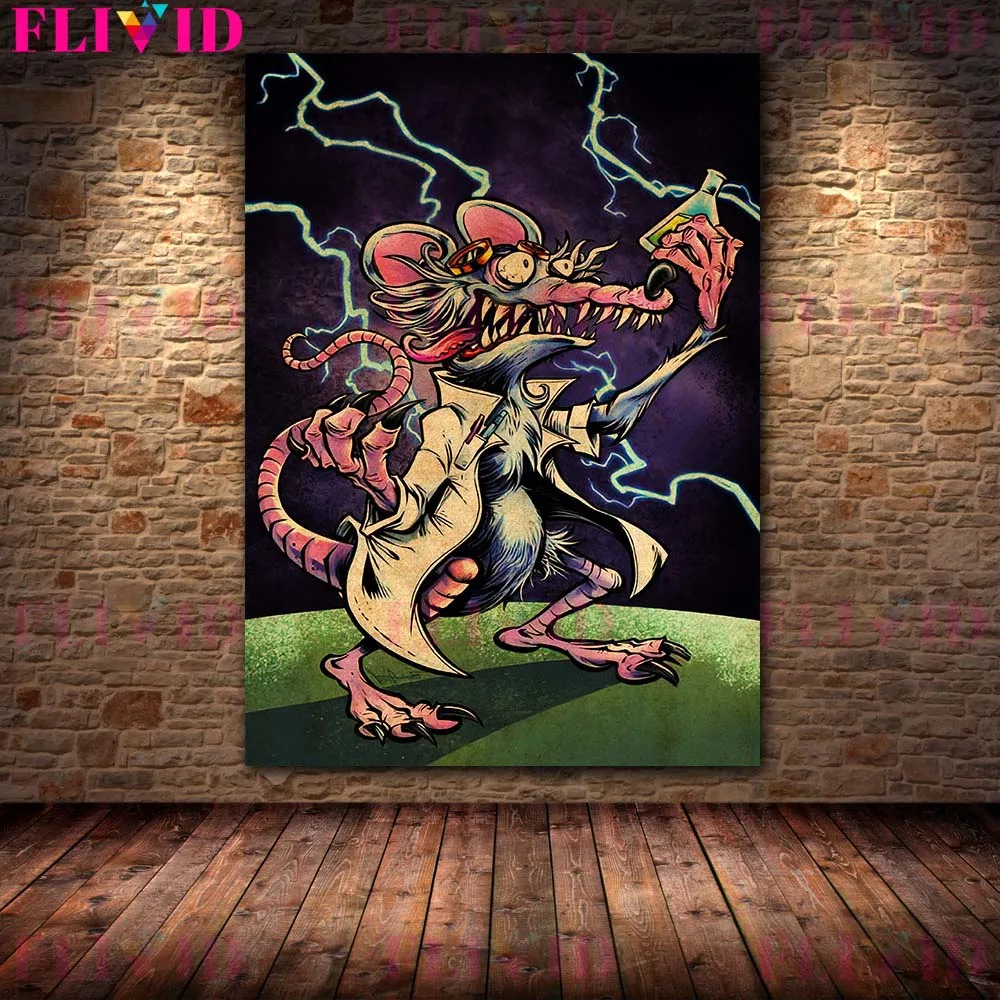 Psychedelic Demon Skulls And Space Alien Vintage Wall Art Canvas Painting Marijuana Skull And Mushrooms Poster Print Decoration