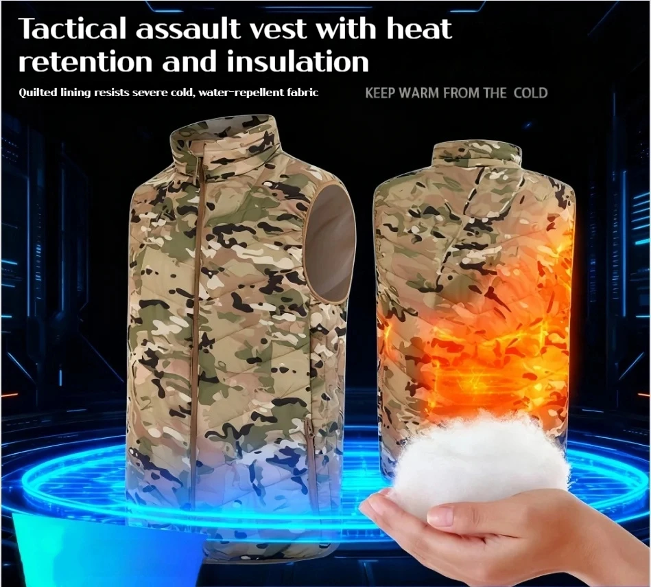 Men's Winter Men's Vest Working Vest Heated Jacket Tactical Vest Camouflage Outdoor Sports Multifunctional Vest Heated Vest