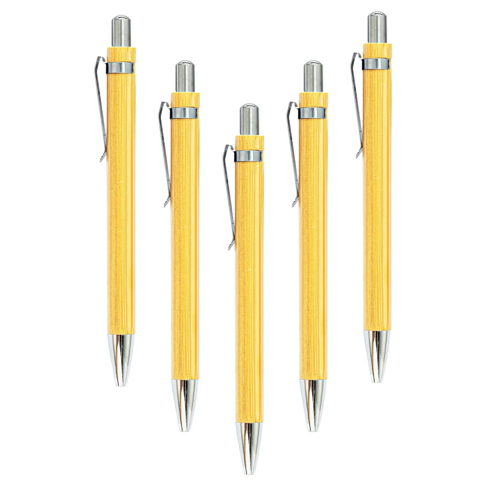 5 قطعة أقلام حبر جاف الخيزران الصحافة نوع مريح السلس أقلام الكتابة الاستخدام اليومي الأعمال القرطاسية الصحافة قلم حبر جاف